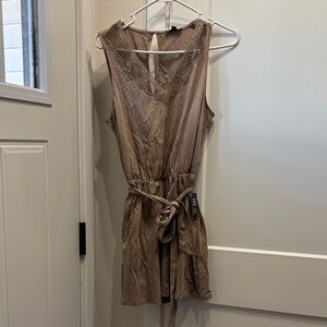 Express Tan Lace Detail Romper